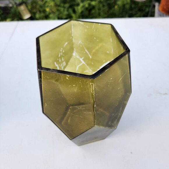 Beautiful Vintage Green Hexagon Vase Terrarium Decor Mid Century Modern Rustic F - Picture 12 of 16